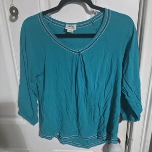 Ariat Women's Teal Blouse with Stitch Detail Size Medium